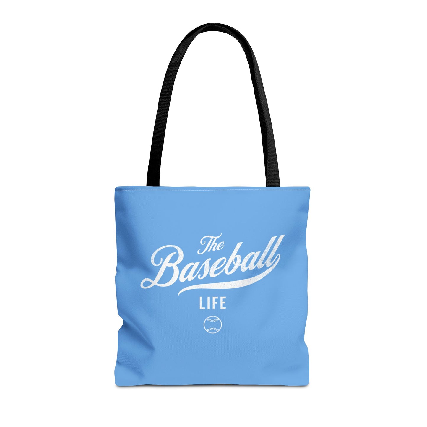 The Baseball Life Tote Bag_Carolina Blue w White Print