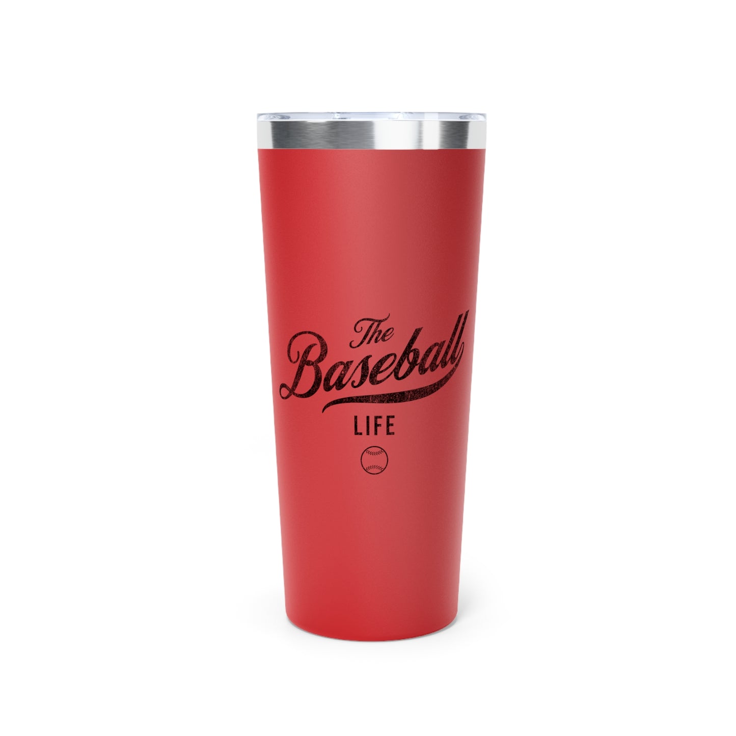 The Baseball Life 22oz Insulated Travel Tumbler_Red w Black Print