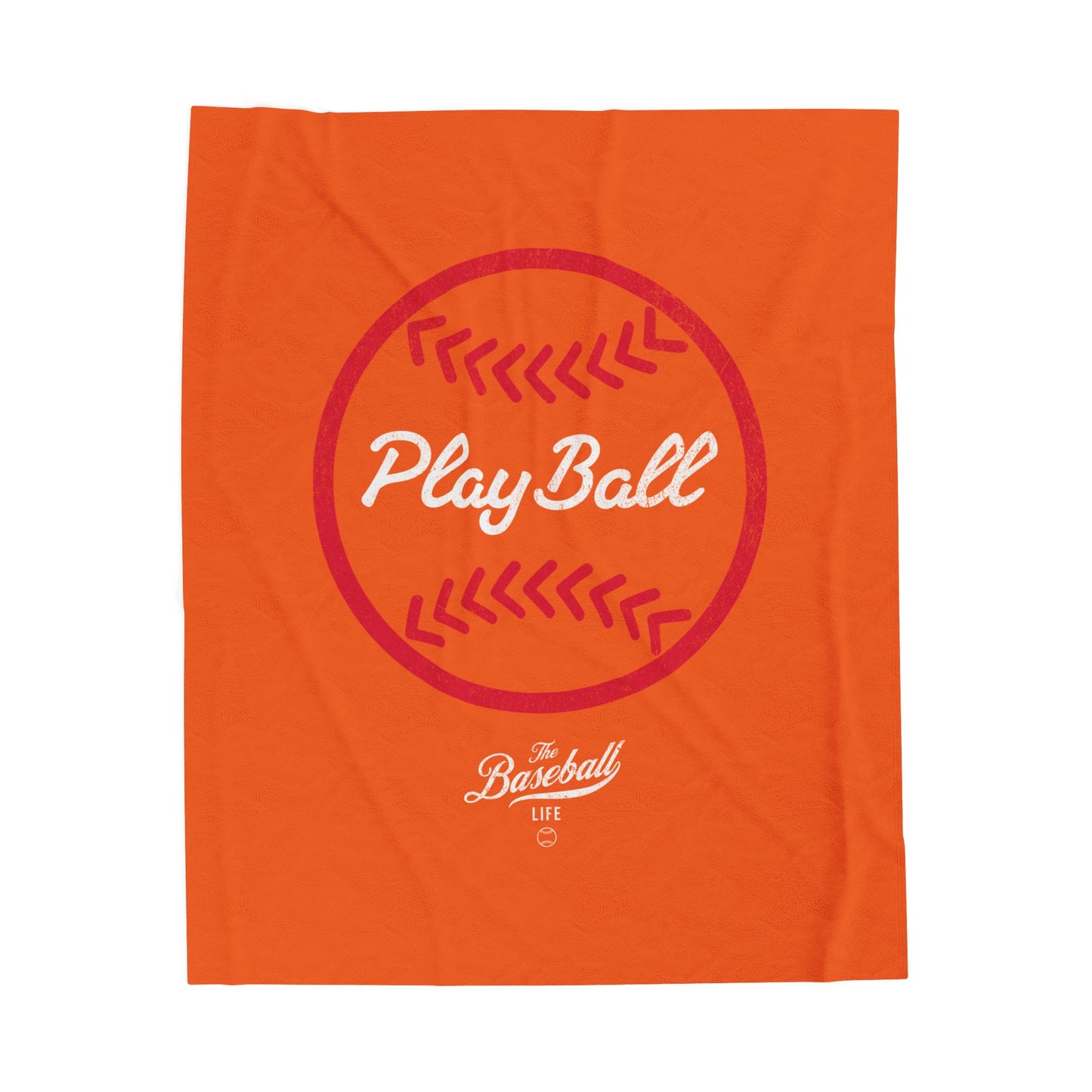 Velveteen Plush Blanket_Play Ball Graphic Baseball_Orange