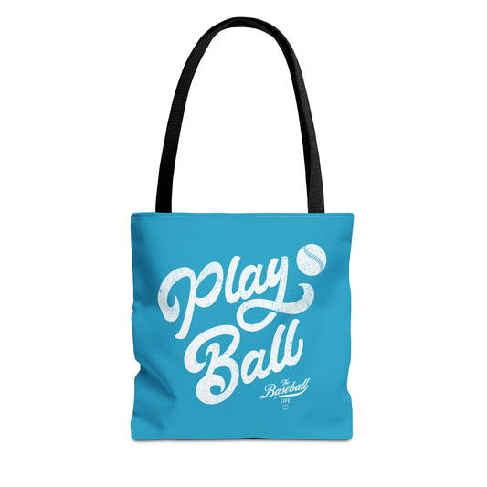 Play Ball Script Tote Bag_Turquoise