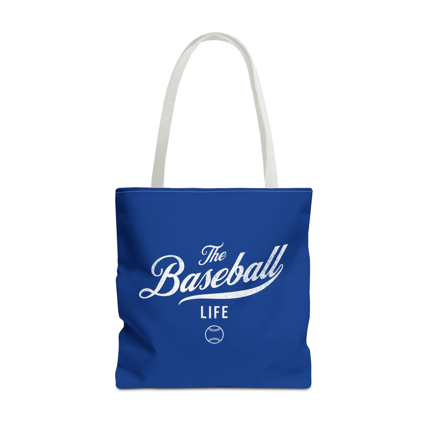 The Baseball Life Tote Bag_Royal Blue w White Print
