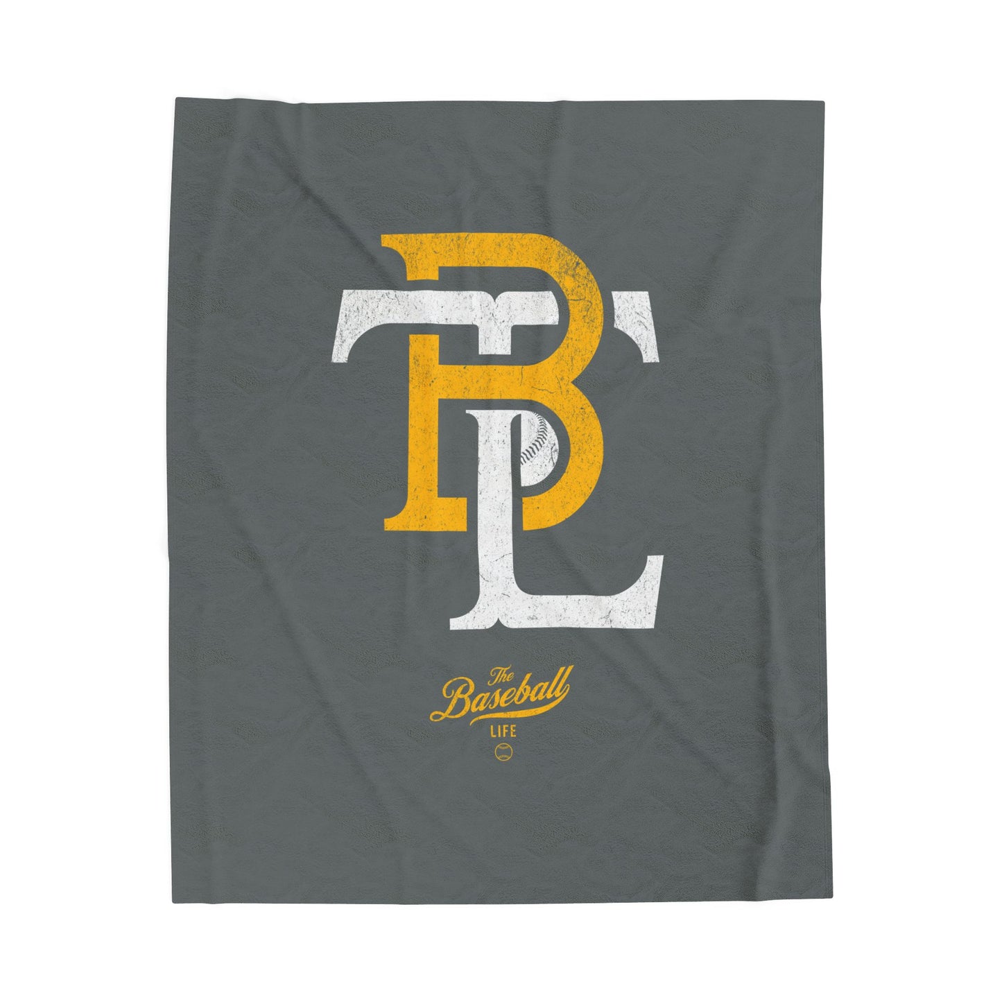 Velveteen Plush Blanket_The Baseball Life Retro Insignia_Dark Gray