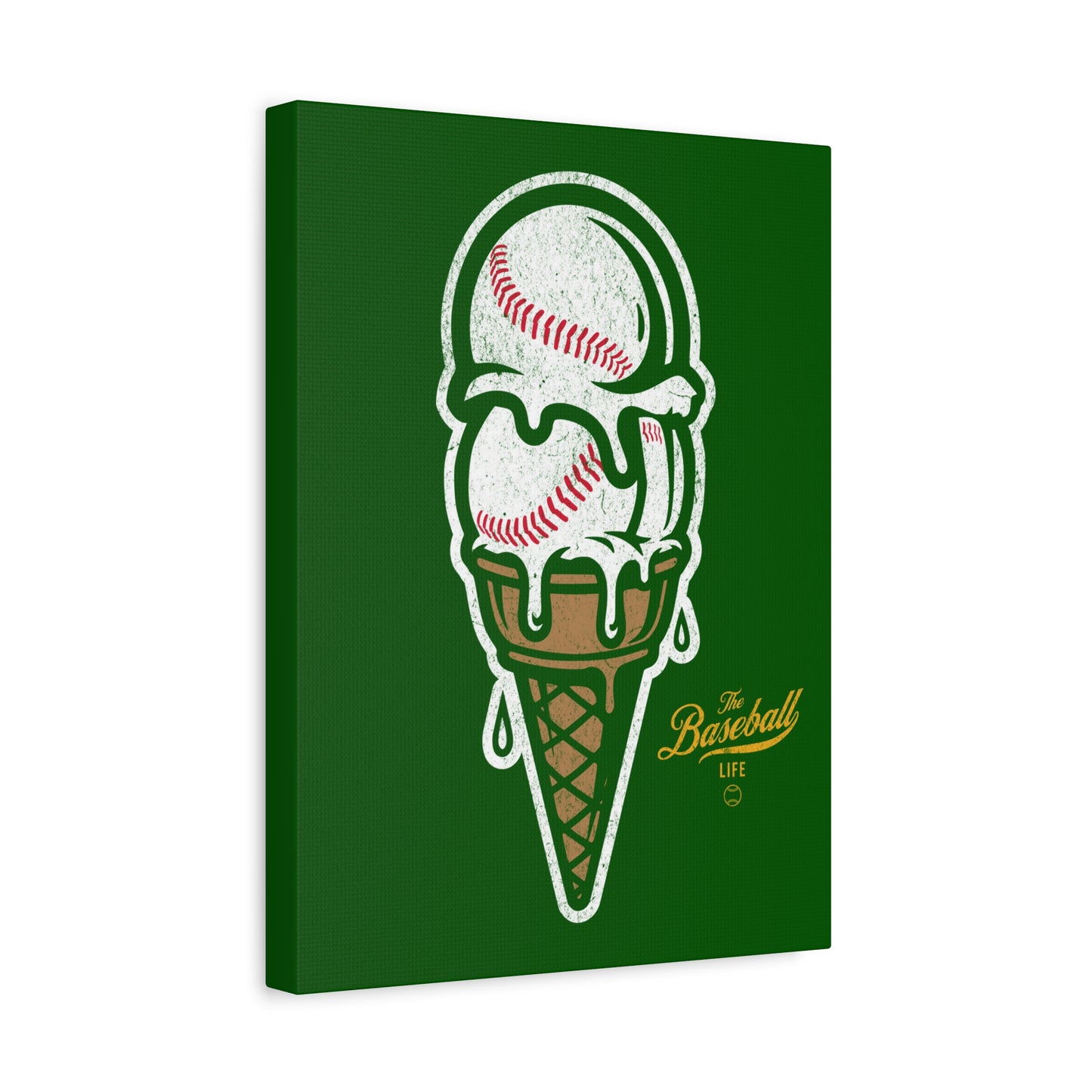 Baseball Ice Cream Cone Wall Art Canvas_Grass Green