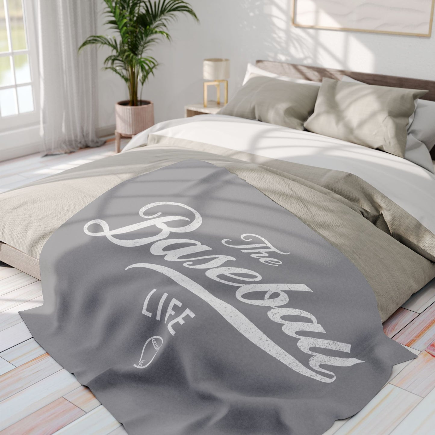 Fleece Blanket_Silver Gray w White Print