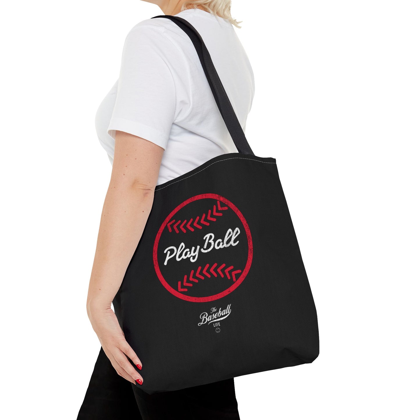 Baseball Icon Play Ball Tote Bag_Black