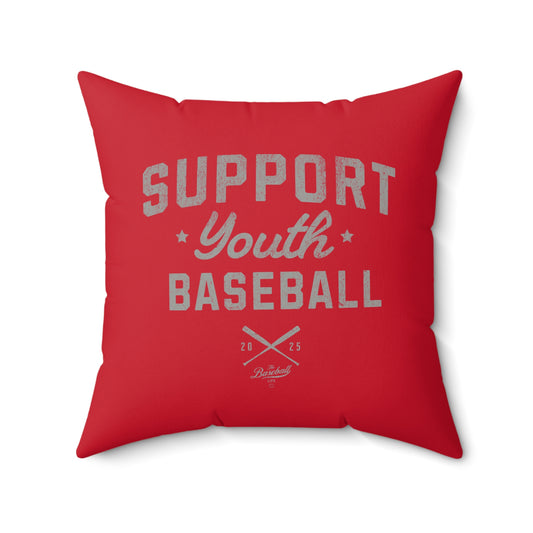 Accent Pillow_Support Youth Baseball_Red