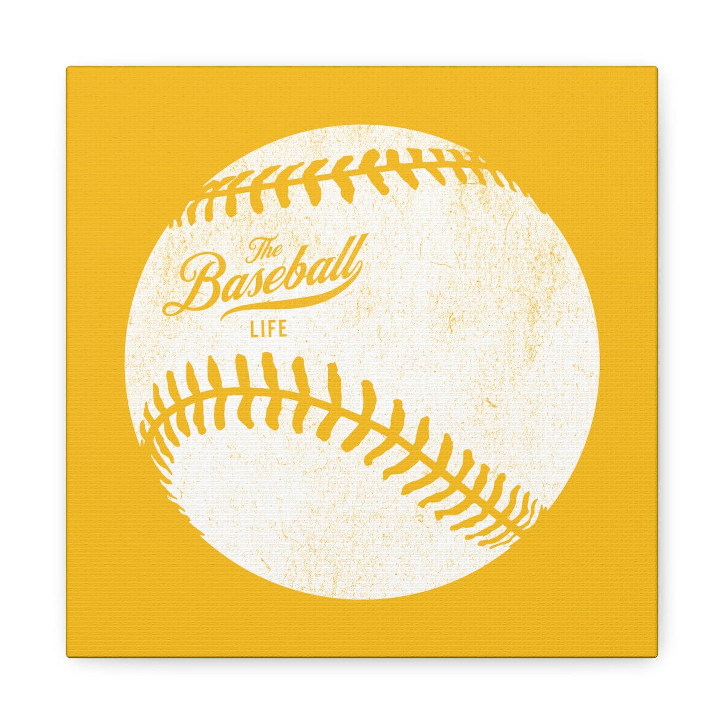 Weathered Baseball Wall Art Canvas_Yellow Gold