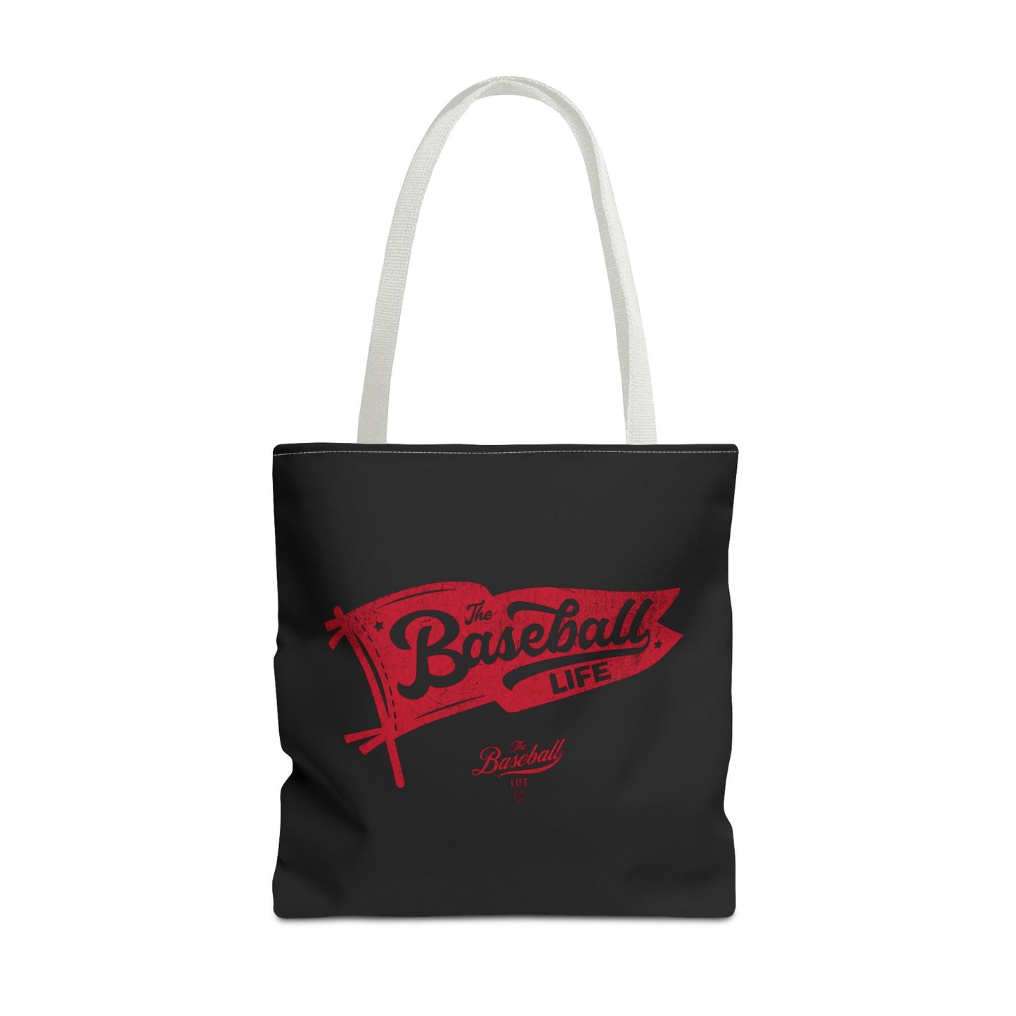 Vintage Pennant Tote Bag_Red Print on Black