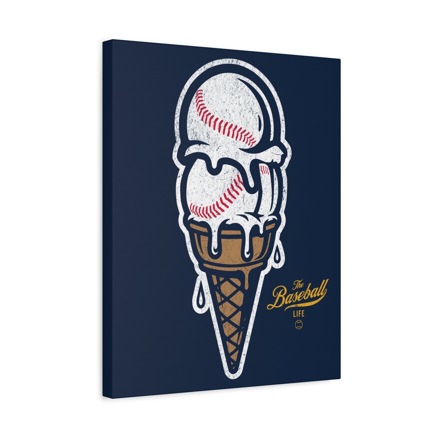 Baseball Ice Cream Cone Wall Art Canvas_Navy