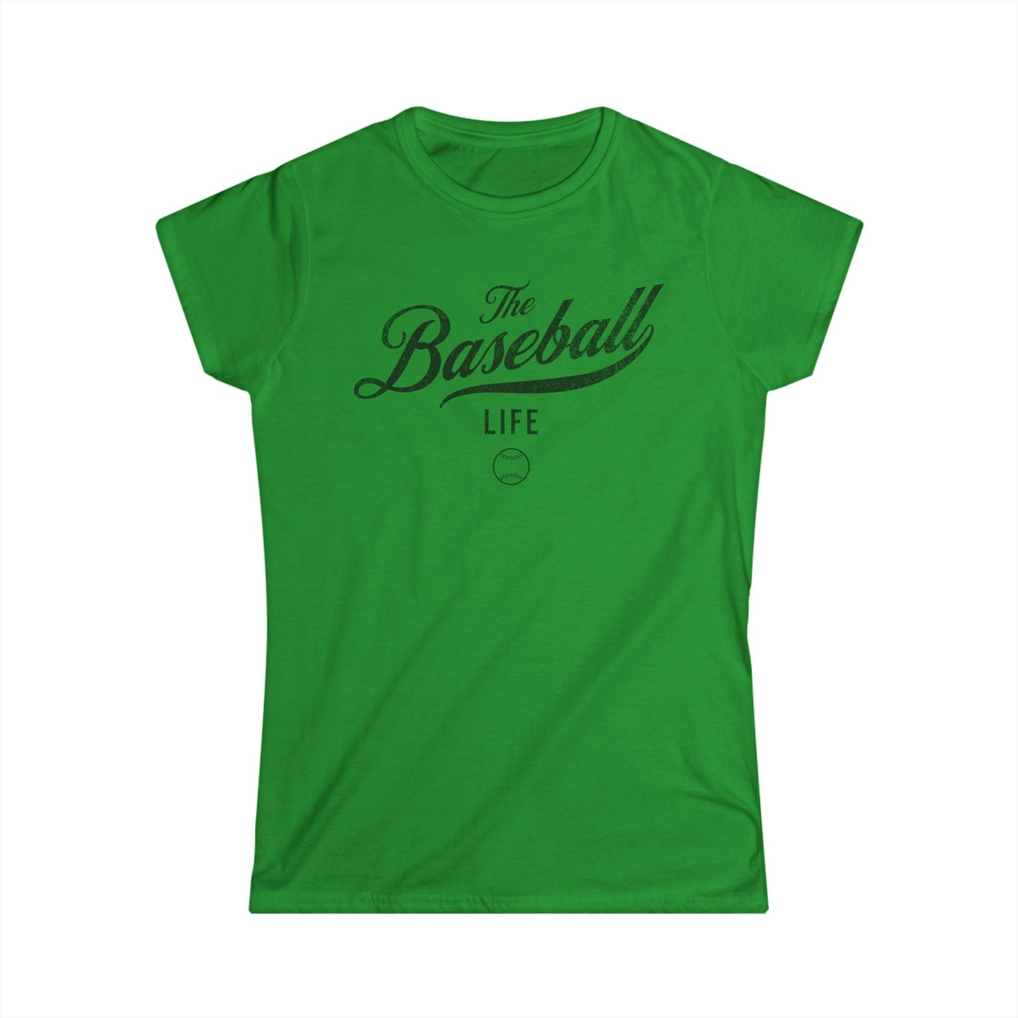 The Baseball Life Classic Script Tee_Women's_Black Print