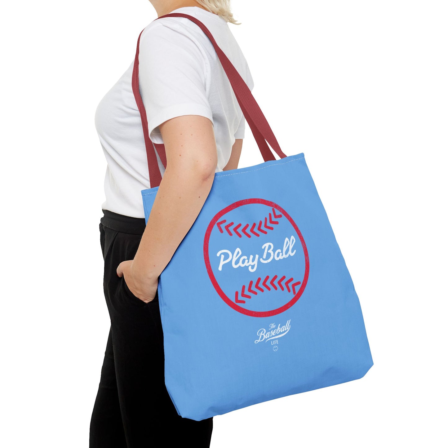 Baseball Icon Play Ball Tote Bag_Carolina Blue