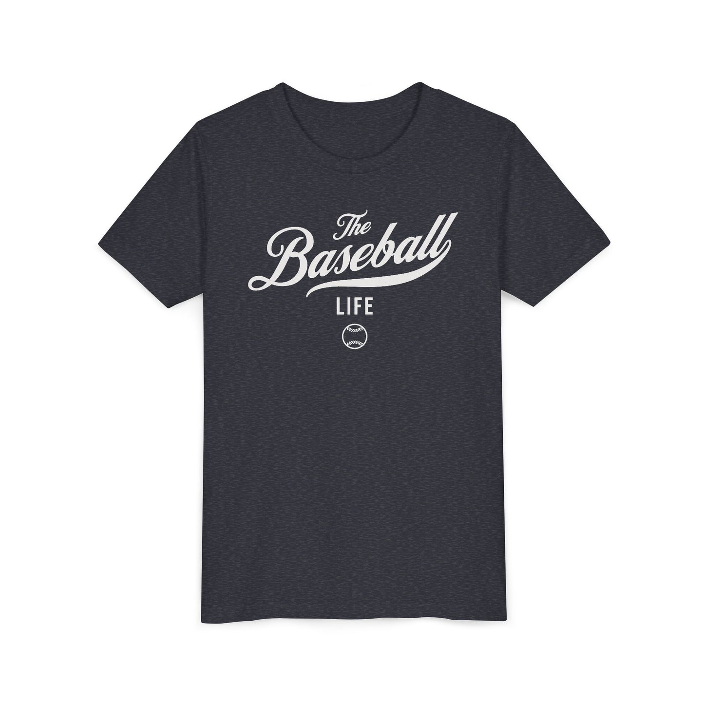 Youth The Baseball Life Classic Script T-Shirt_White Print