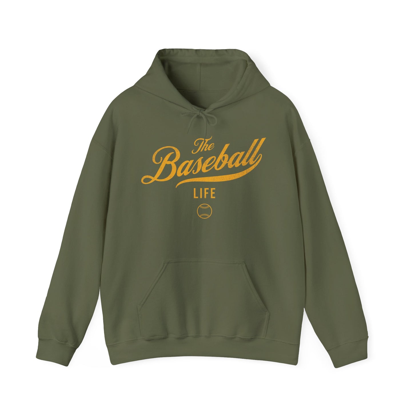 The Baseball Life Hoodie_Yellow Gold Print