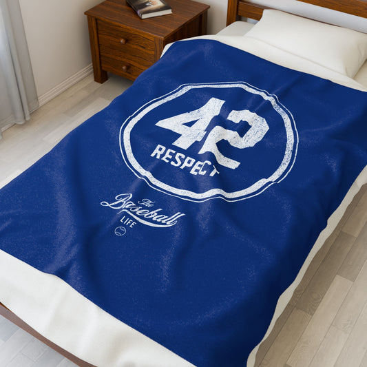 Velveteen Plush Blanket_42 RESPECT Jackie Robinson Tribute_Royal Blue
