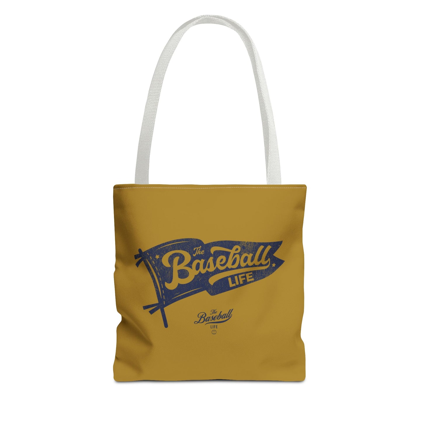 Vintage Pennant Tote Bag_Navy Print on Old Gold