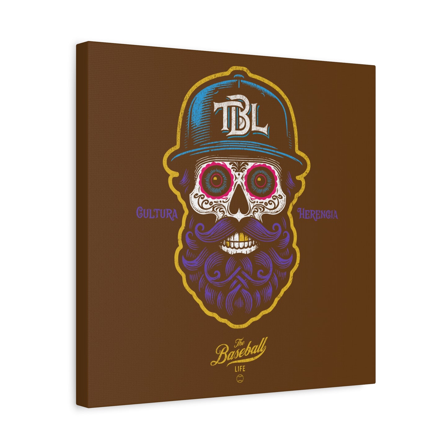 Beisbol Sugar Skull Series_Player 2 Wall Art Canvas_Brown