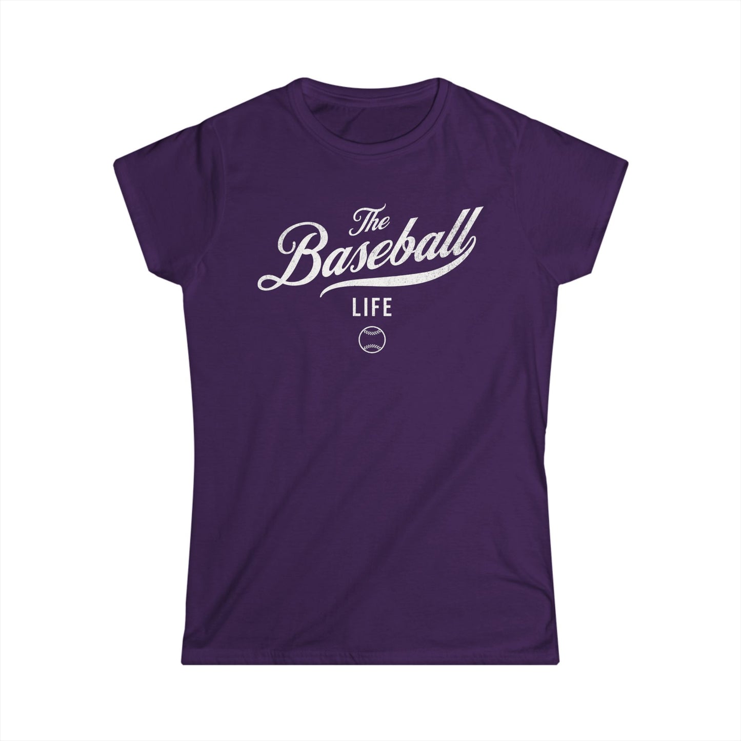The Baseball Life Classic Script Tee_Women's_White Print
