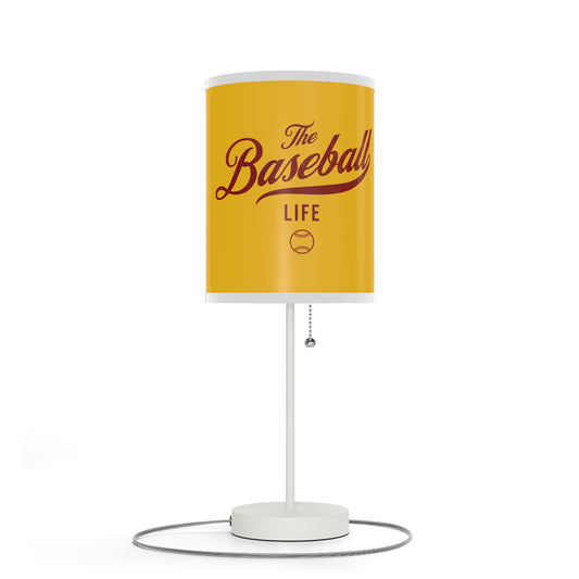 Table Lamp_Yellow w Maroon Print