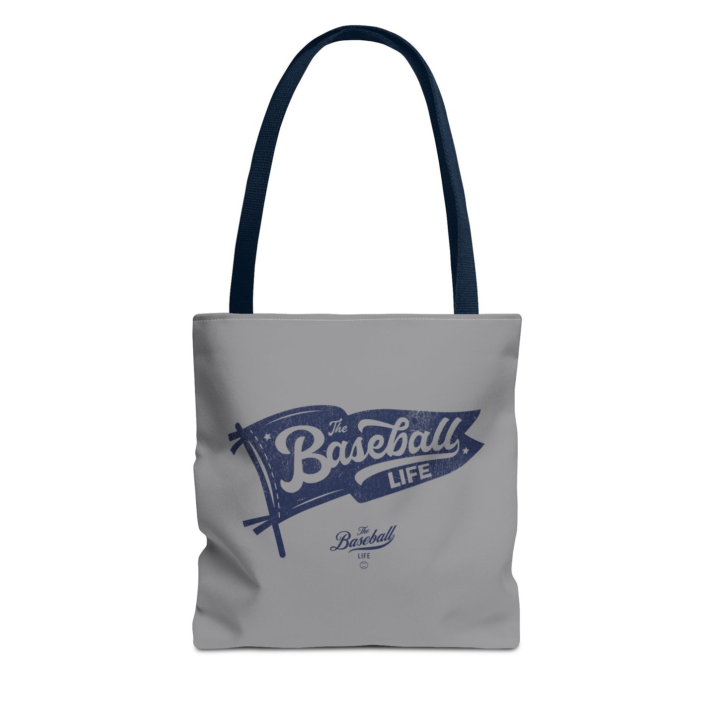 Vintage Pennant Tote Bag_Navy Print on Medium Gray