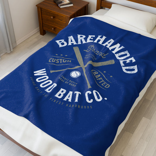 Velveteen Plush Blanket_Barehanded Wood Bat Co._Royal Blue