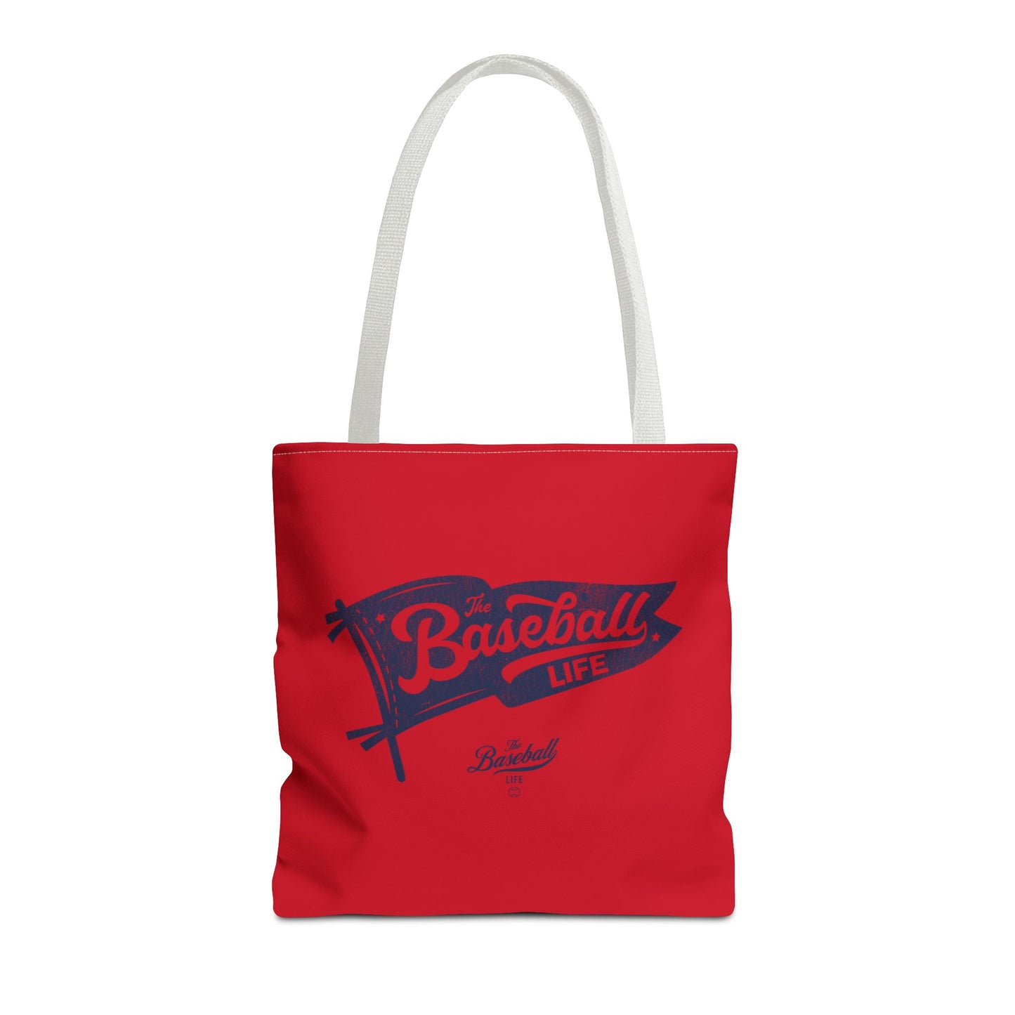 Vintage Pennant Tote Bag_Navy Print on Red