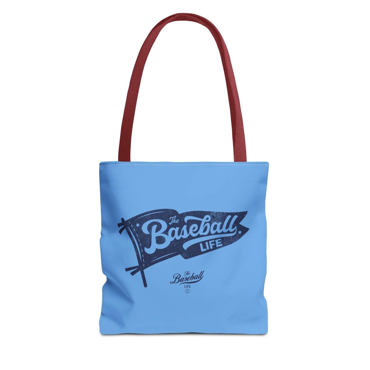 Vintage Pennant Tote Bag_Navy Print on Carolina Blue