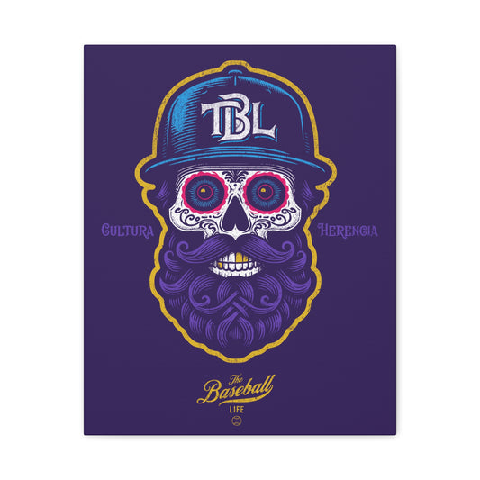 Beisbol Sugar Skull Series_Player 2 Wall Art Canvas_Purple