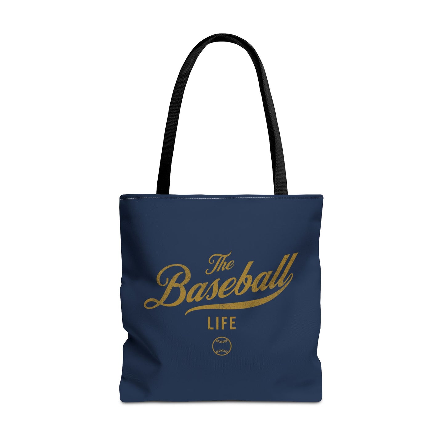 The Baseball Life Tote Bag_Navy w Gold Print