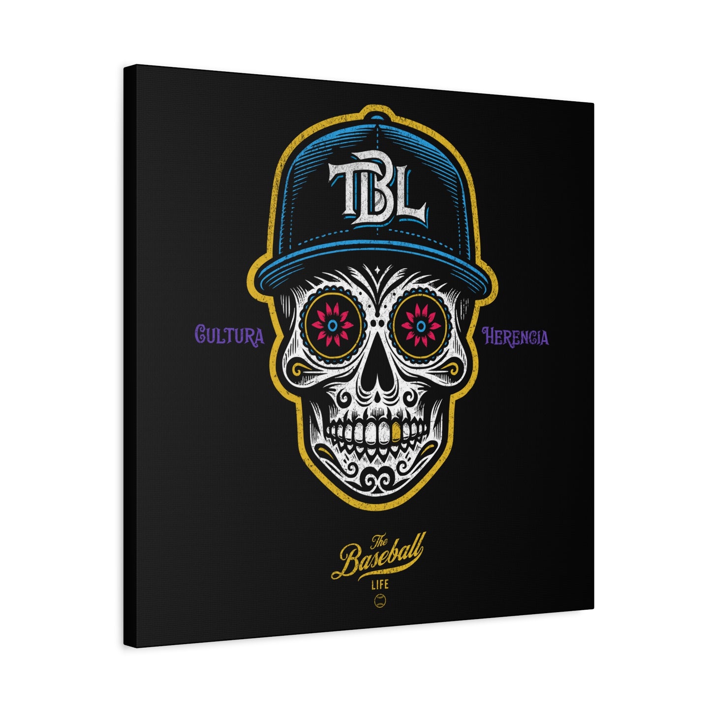 Beisbol Sugar Skull Series_Player 1 Wall Art Canvas_Black