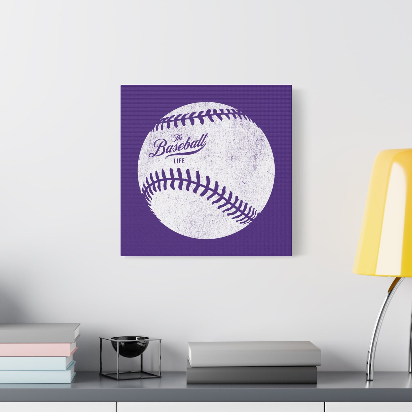 Weathered Baseball Wall Art Canvas_Purple