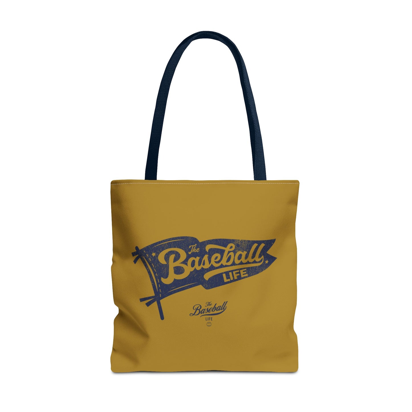 Vintage Pennant Tote Bag_Navy Print on Old Gold