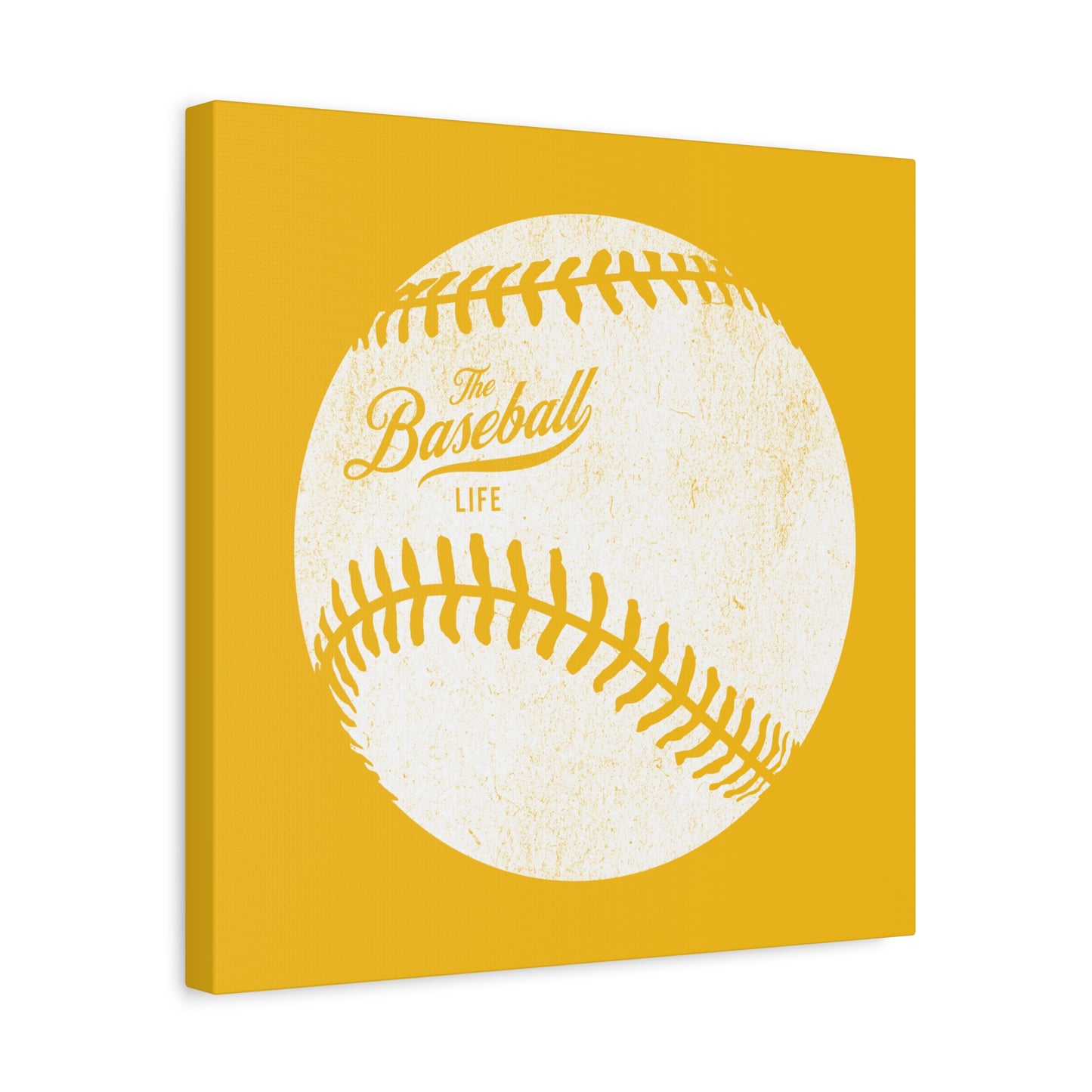 Weathered Baseball Wall Art Canvas_Yellow Gold