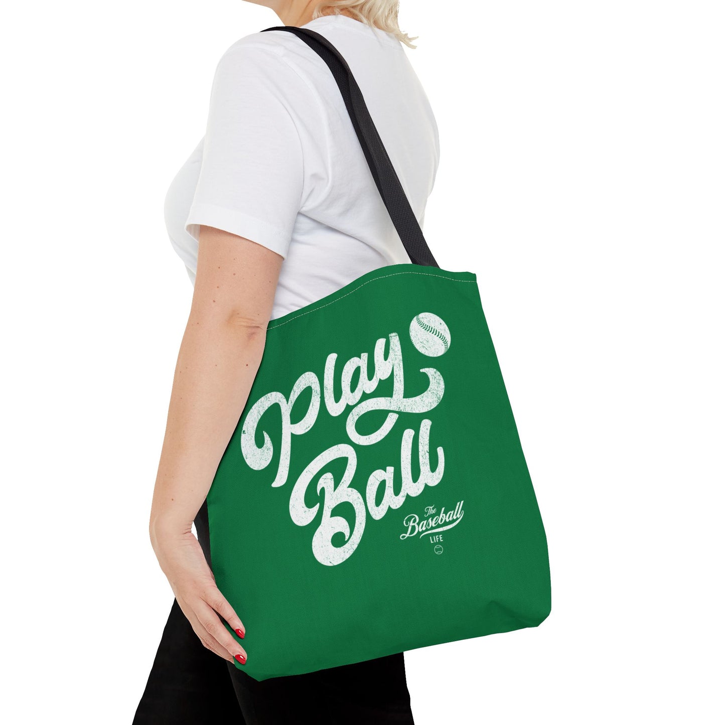 Play Ball Script Tote Bag_Green