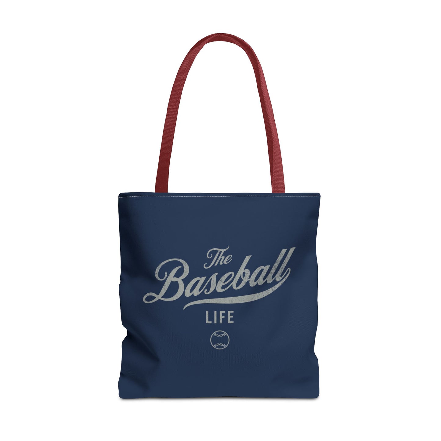 The Baseball Life Tote Bag_Navy w Silver Gray Print