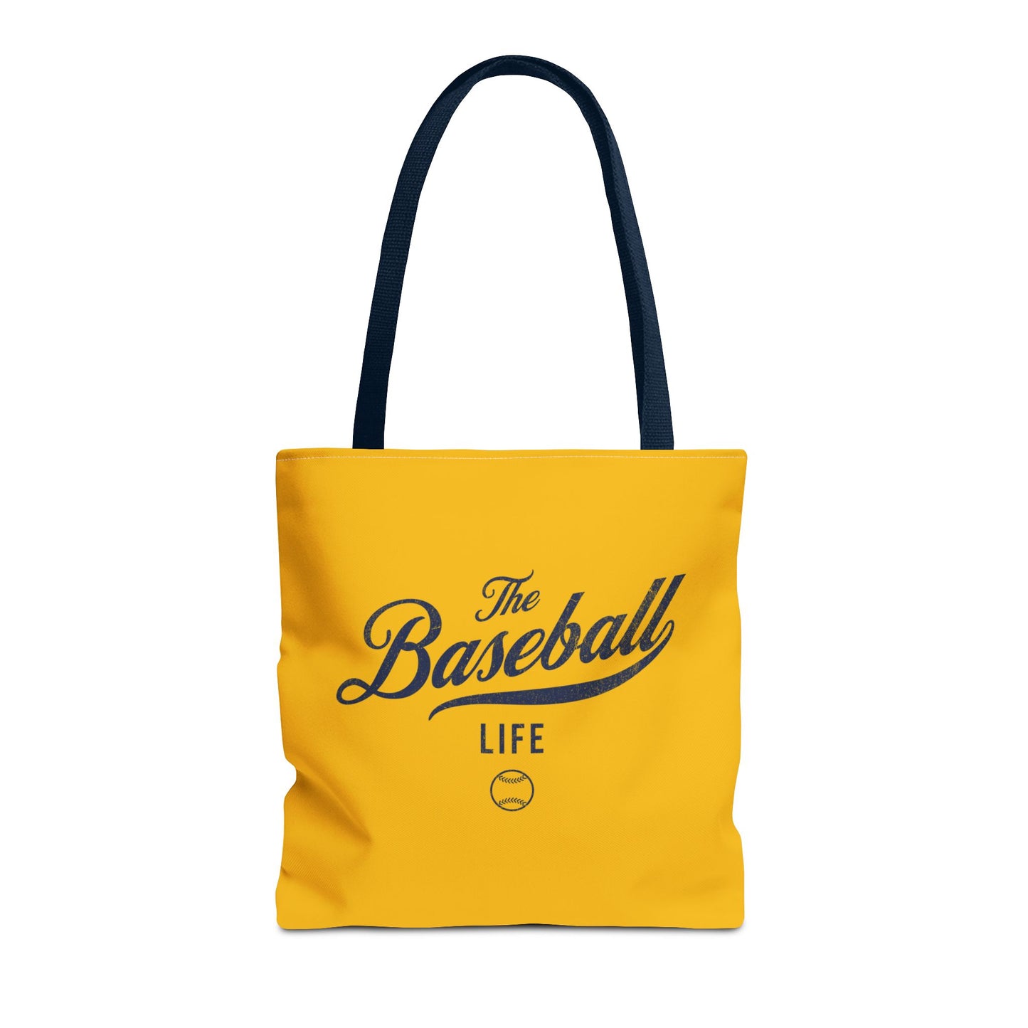 The Baseball Life Tote Bag_Yellow w Navy Print