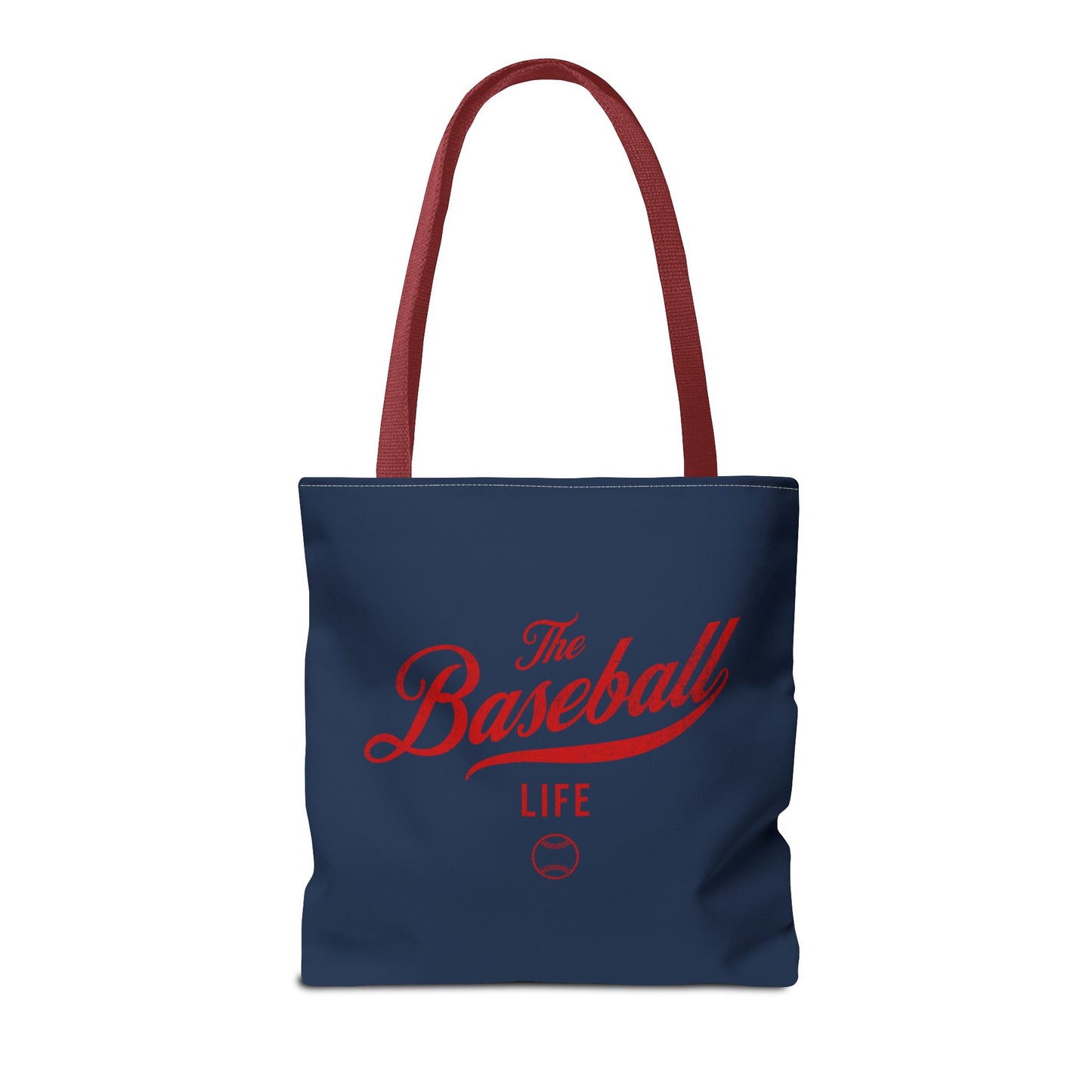 The Baseball Life Tote Bag_Navy w Red Print