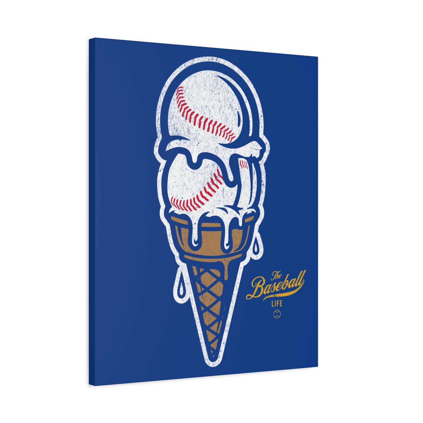 Baseball Ice Cream Cone Wall Art Canvas_Royal Blue