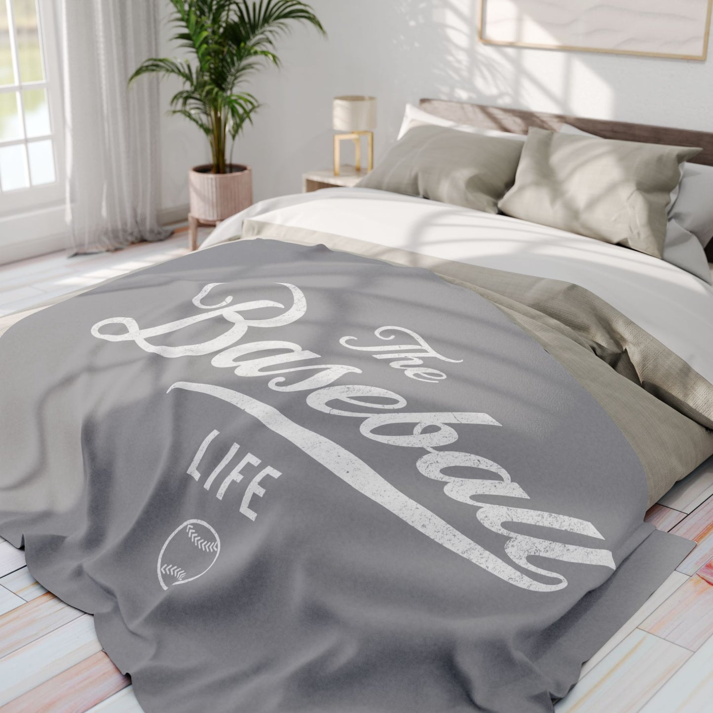 Fleece Blanket_Silver Gray w White Print
