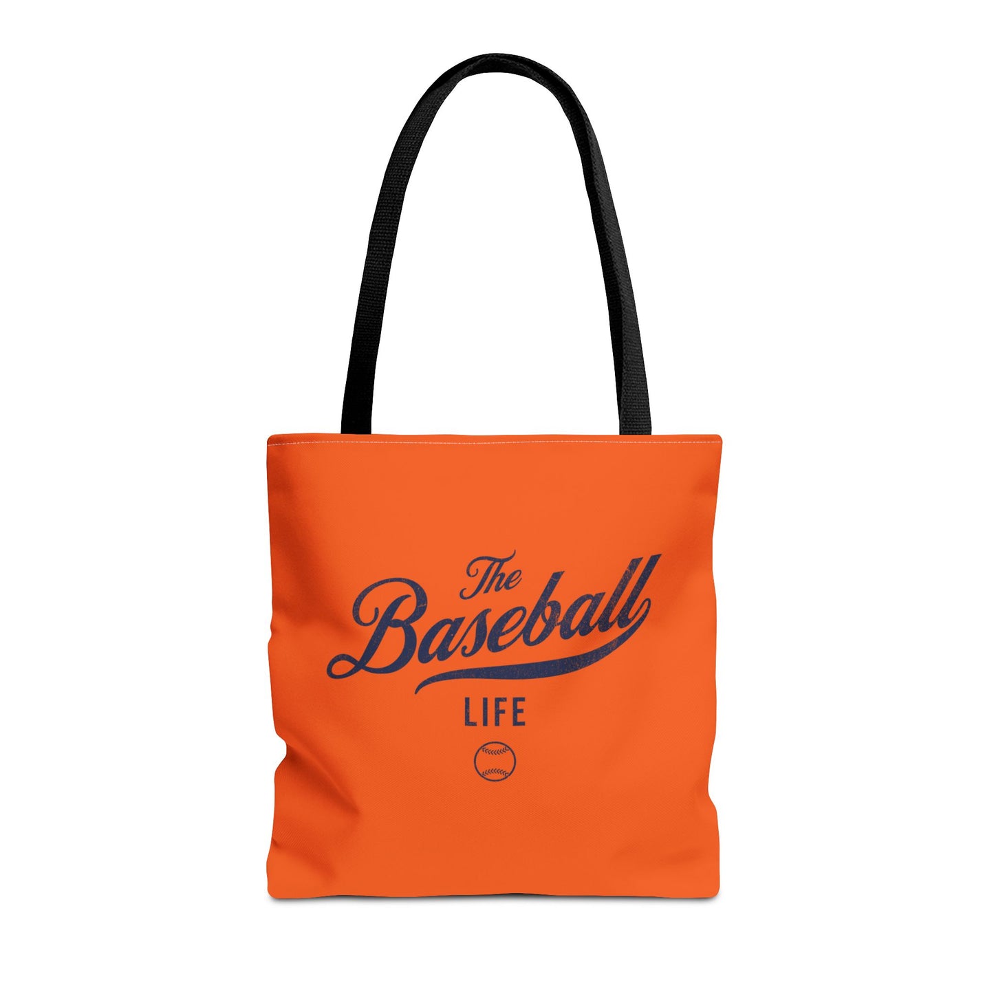 The Baseball Life Tote Bag_Orange w Navy Print