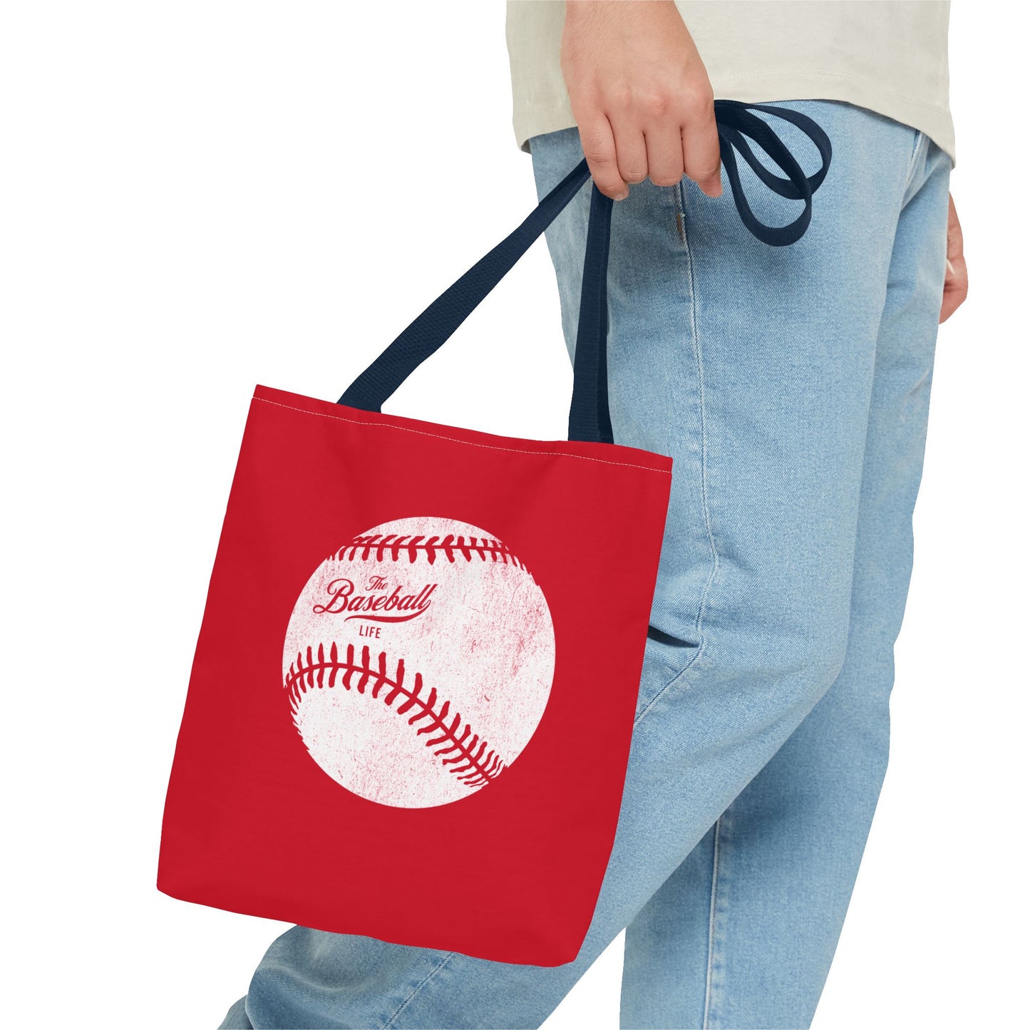 Weathered Baseball Tote Bag_Red