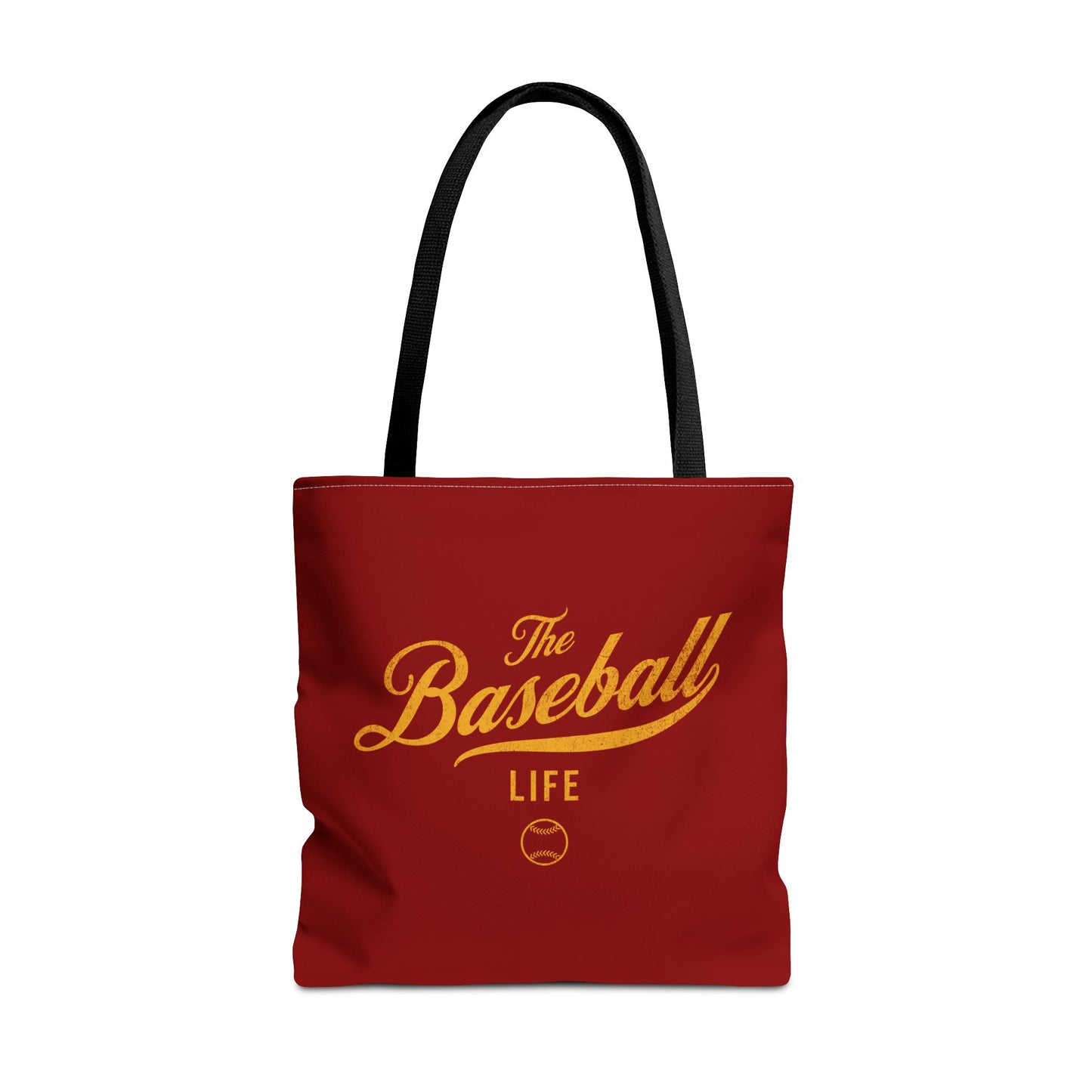 The Baseball Life Tote Bag_Maroon w Yellow Gold Print