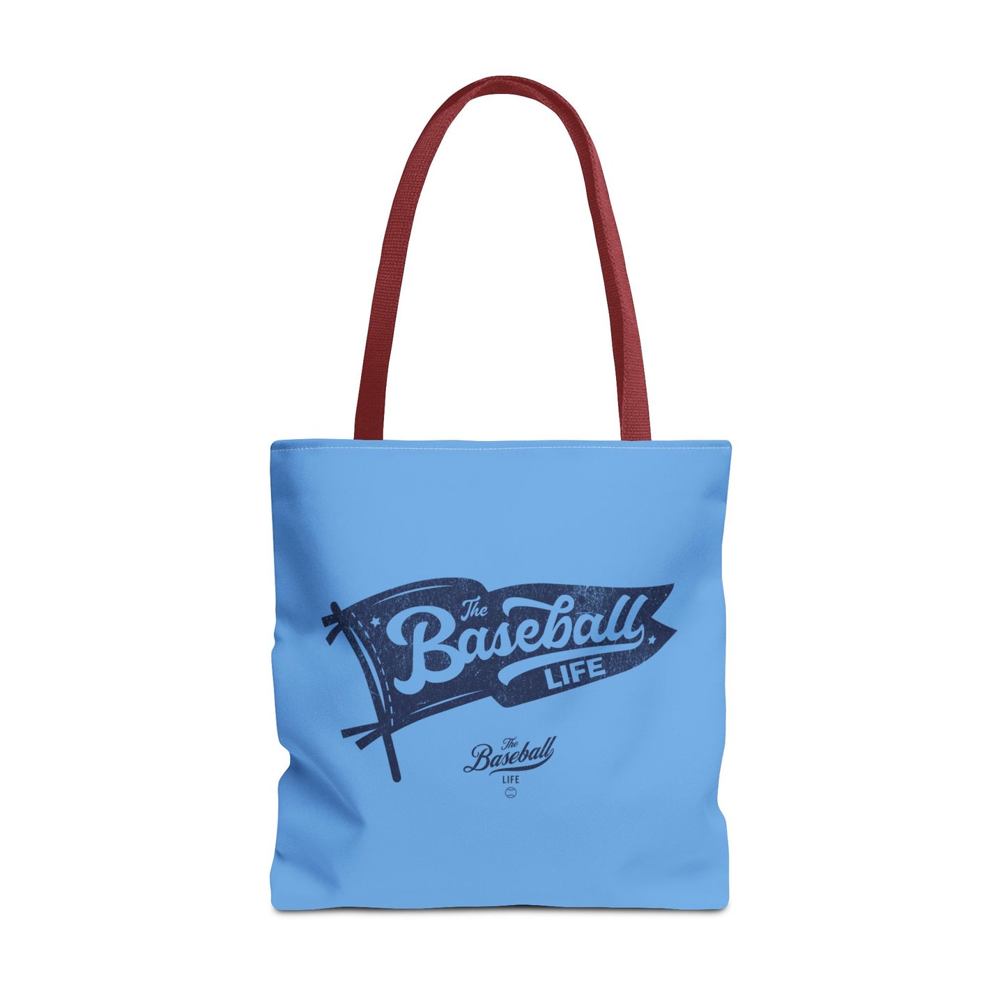 Vintage Pennant Tote Bag_Navy Print on Carolina Blue