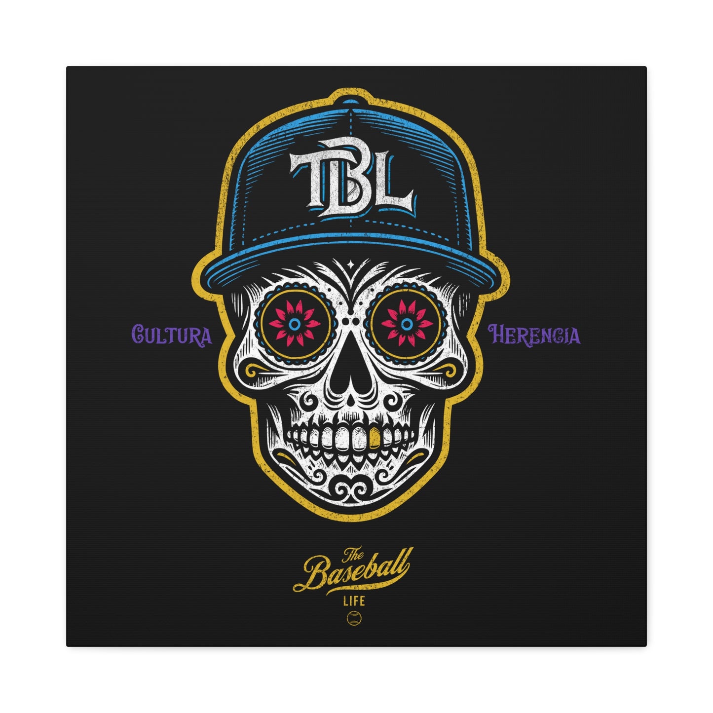 Beisbol Sugar Skull Series_Player 1 Wall Art Canvas_Black