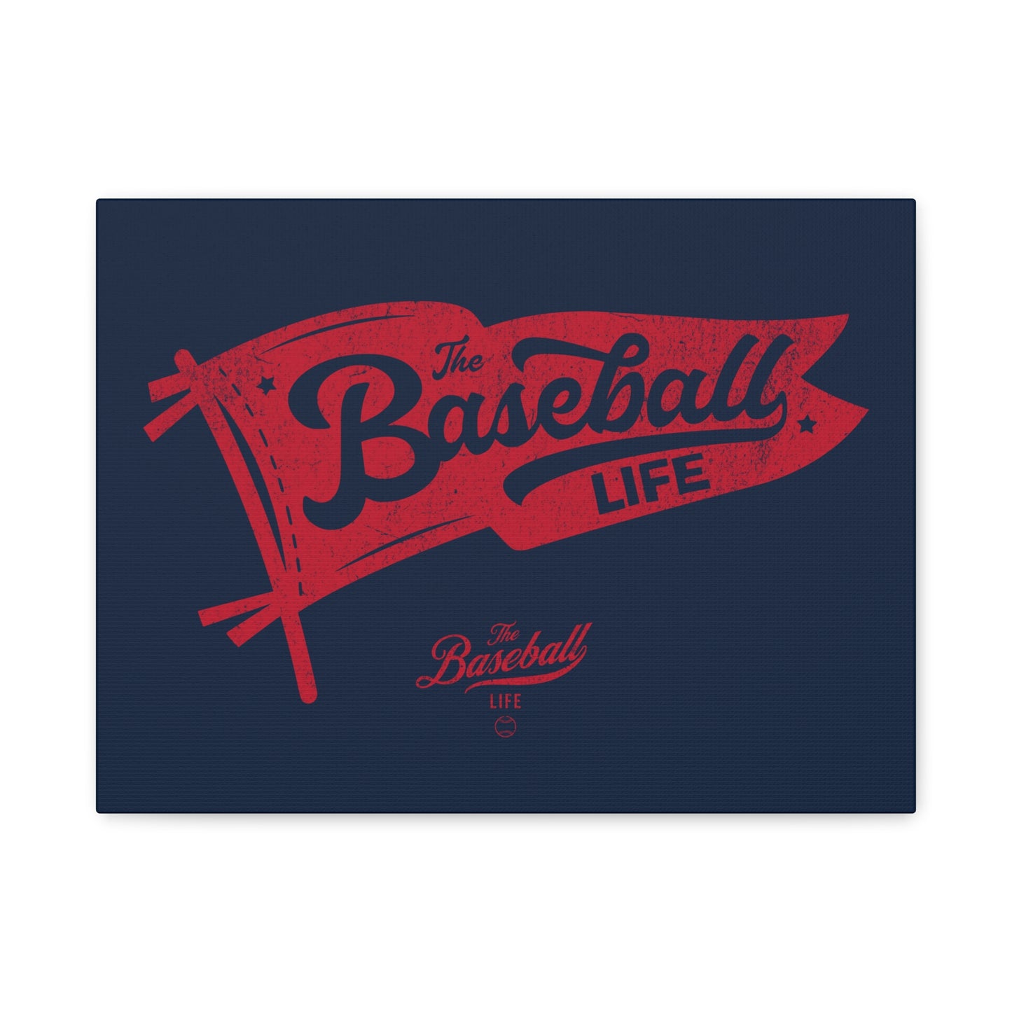 Classic Pennant Wall Art Canvas_Red Print on Navy