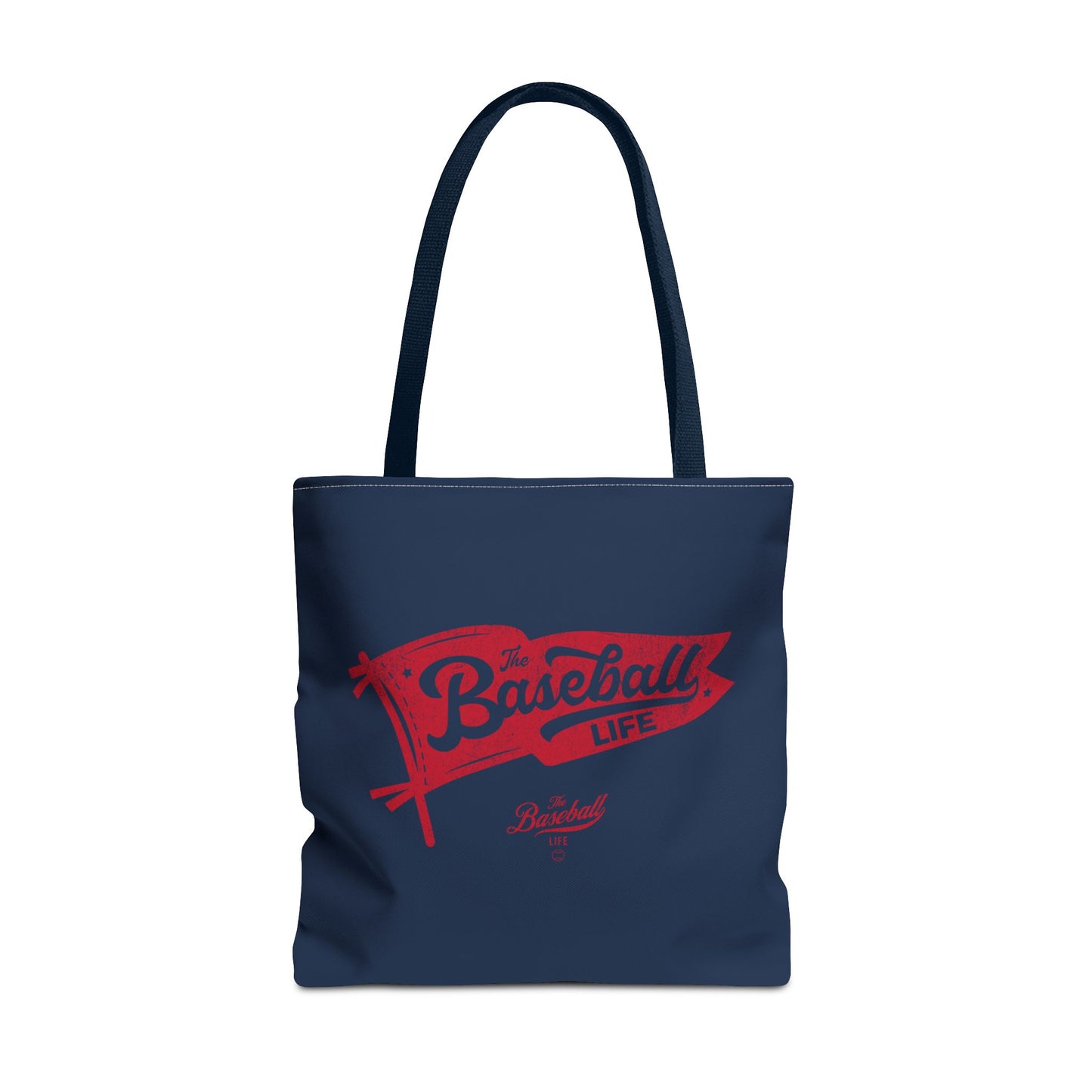 Vintage Pennant Tote Bag_Red Print on Navy
