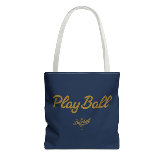 Play Ball Tote Bag_Navy with Old Gold Print