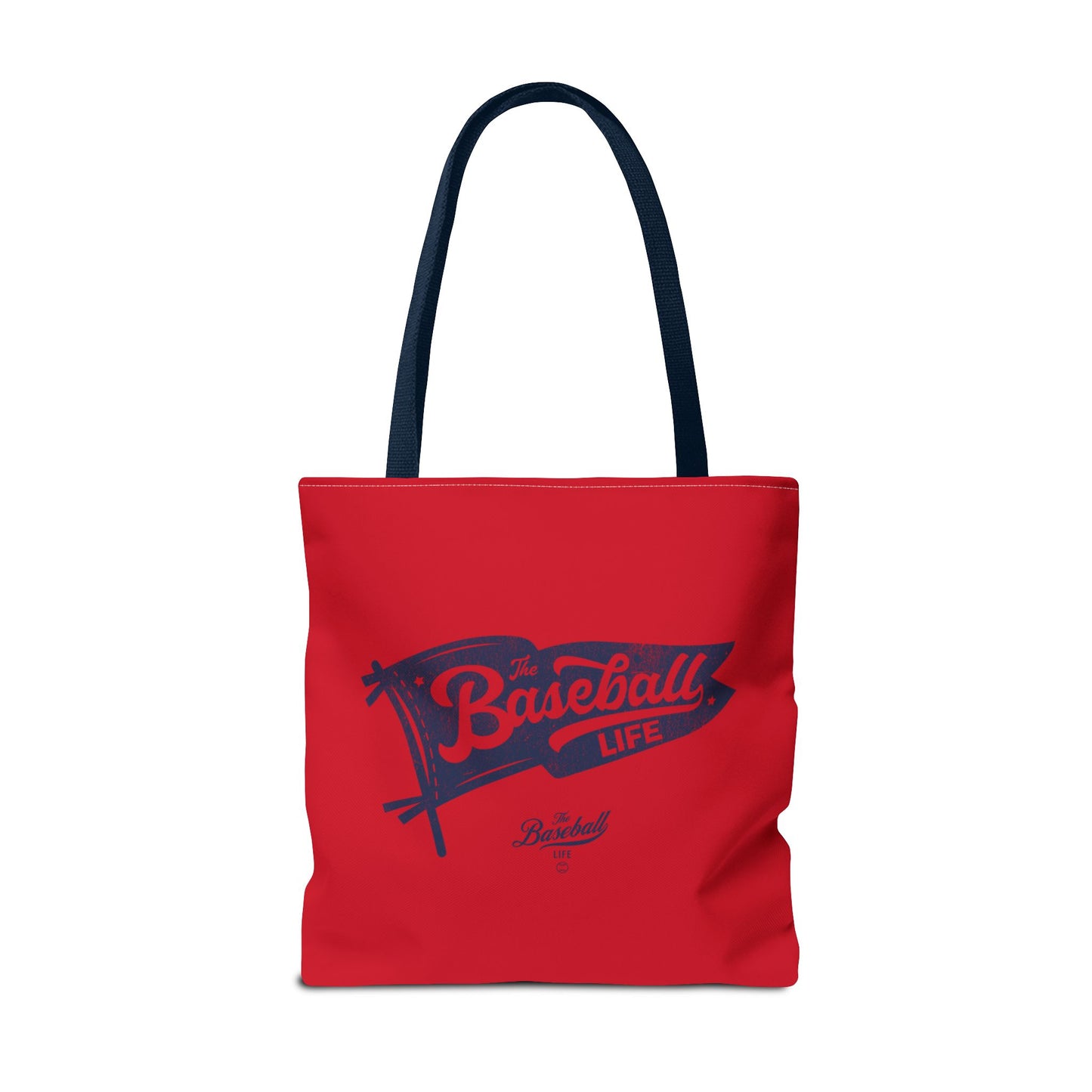 Vintage Pennant Tote Bag_Navy Print on Red