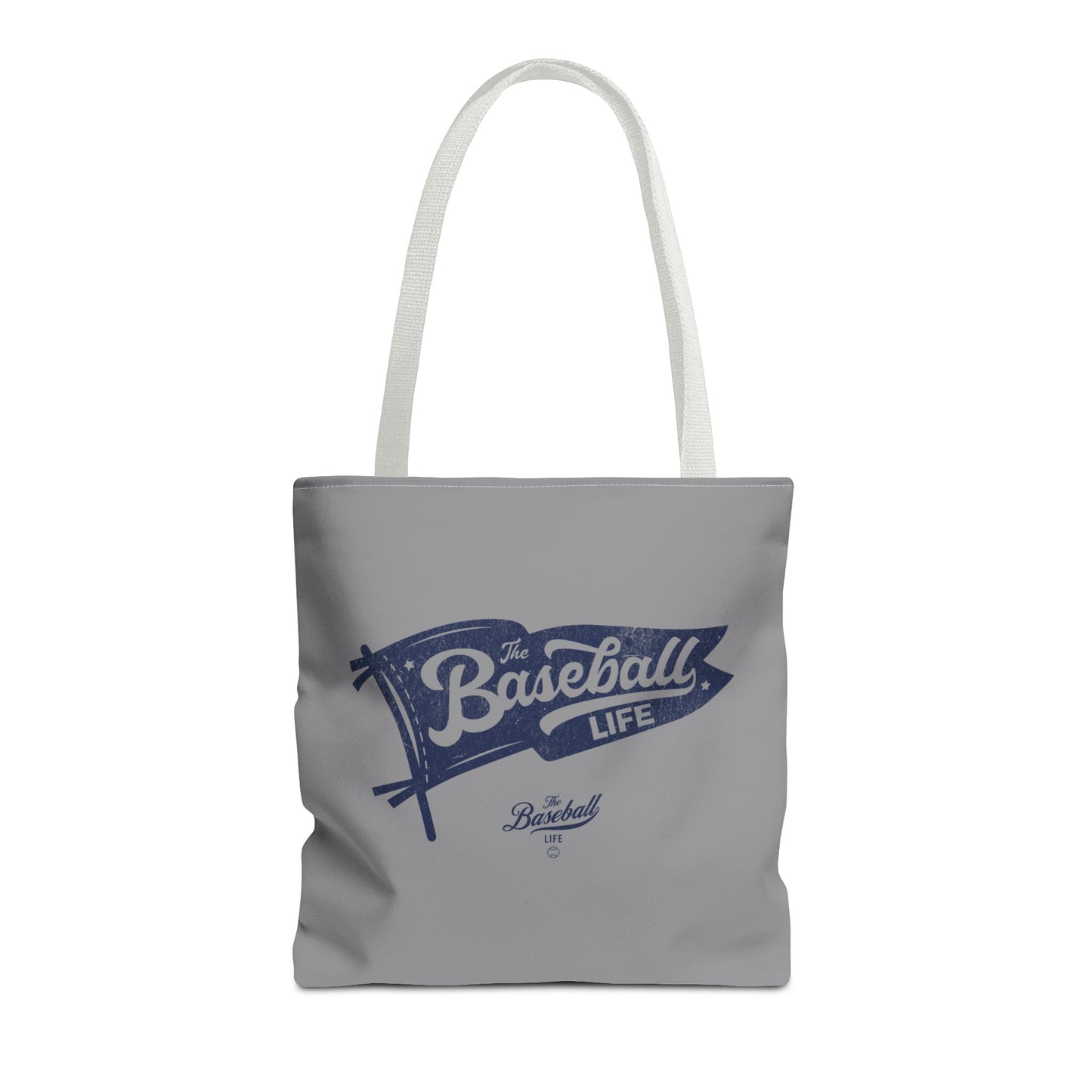 Vintage Pennant Tote Bag_Navy Print on Medium Gray