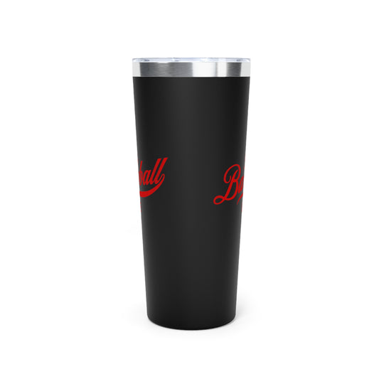 The Baseball Life 22oz Insulated Travel Tumbler_Black w Red Print