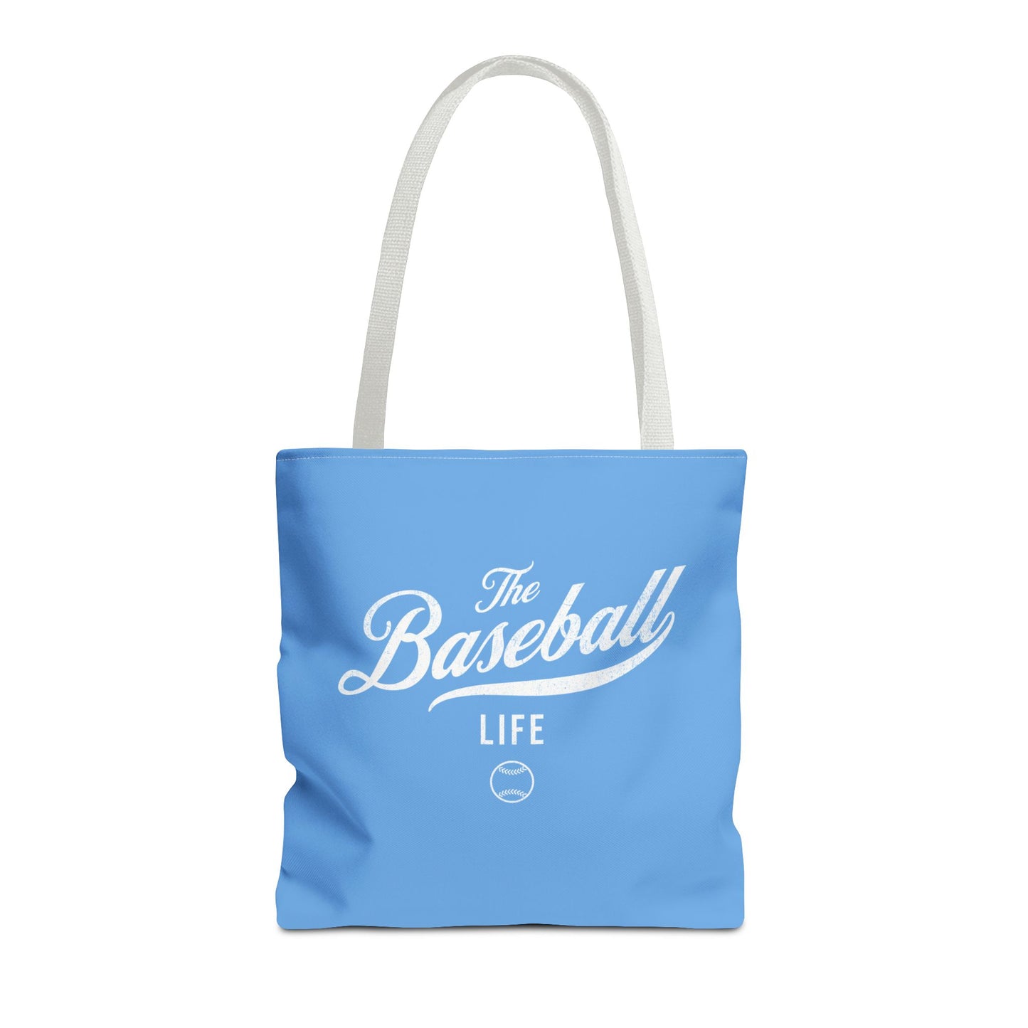 The Baseball Life Tote Bag_Carolina Blue w White Print